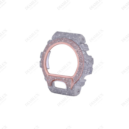 Fully Iced-out Two-Tone G-Shock Watch Bezel in Moissanite Diamlux