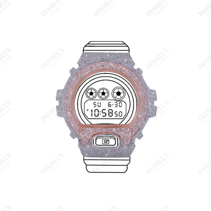 Fully Iced-out Two-Tone G-Shock Watch Bezel in Moissanite Diamlux