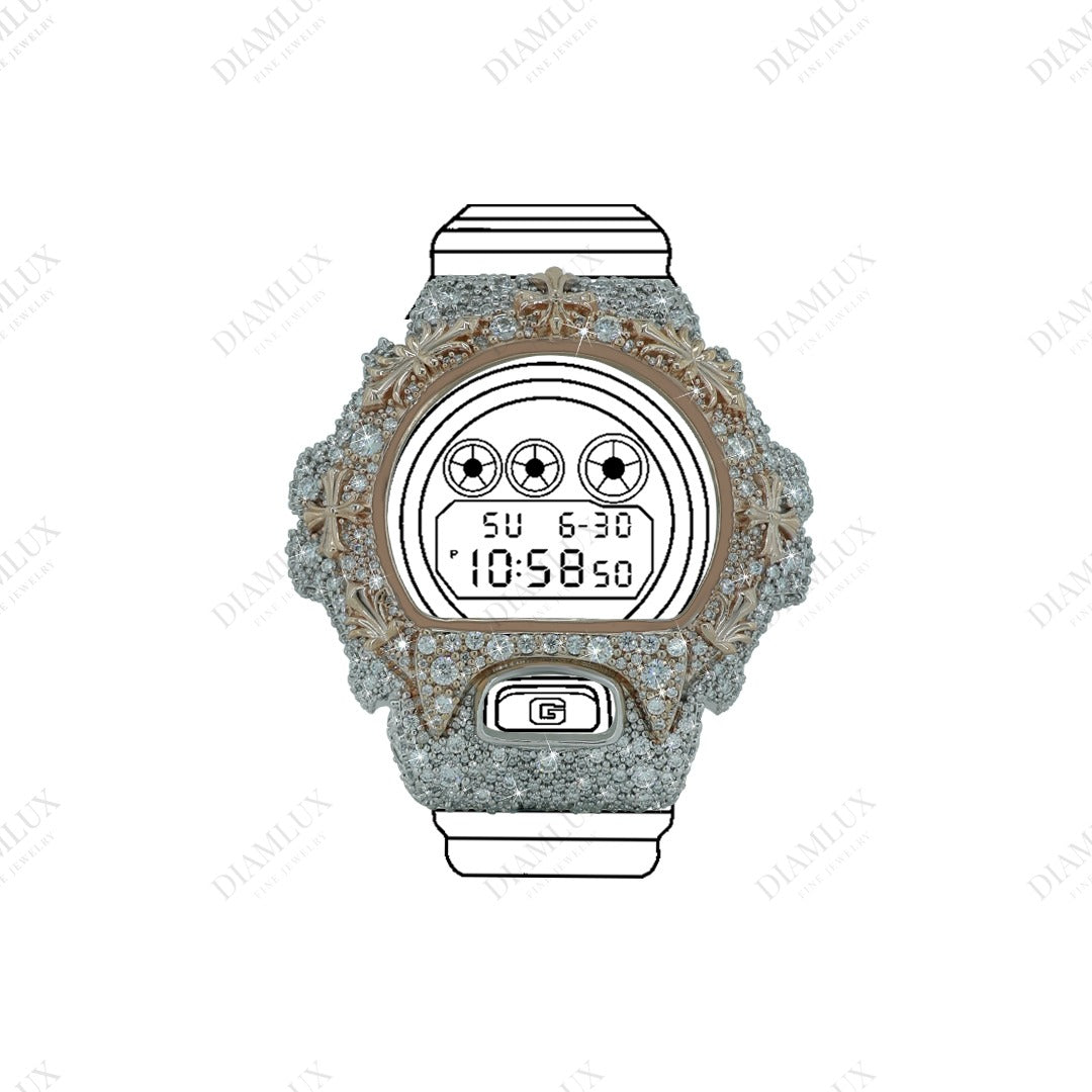 Natural Diamond Two Tone Bezel for G- Shock Diamlux