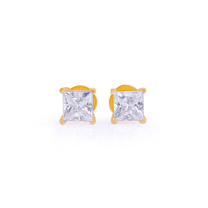 Gold Princess Cut Solitaire Stud Earrings –FF-ER-0100 G Diamlux