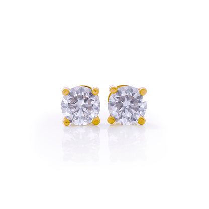 Gold Round Cut Solitaire Stud Earrings – FF-ER-0101 G Diamlux