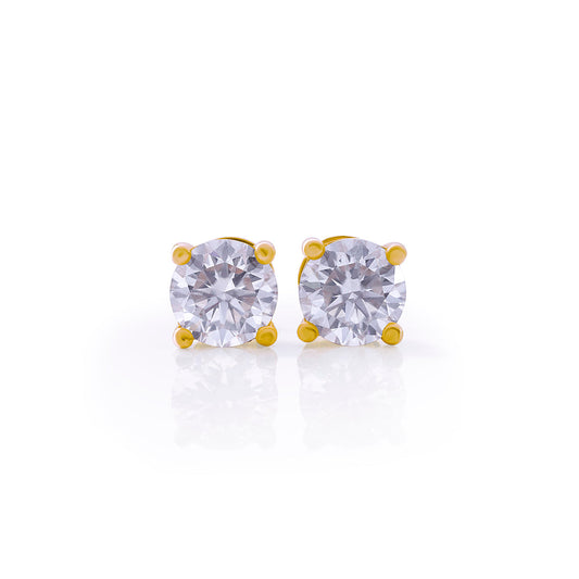 Gold Round Cut Solitaire Stud Earrings – FF-ER-0101 G Diamlux
