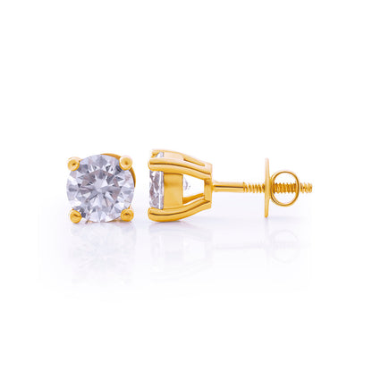 Gold Round Cut Solitaire Stud Earrings – FF-ER-0101 G Diamlux