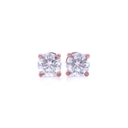 Rose Gold Round Cut Solitaire Stud Earrings – FF-ER-0101 R Diamlux