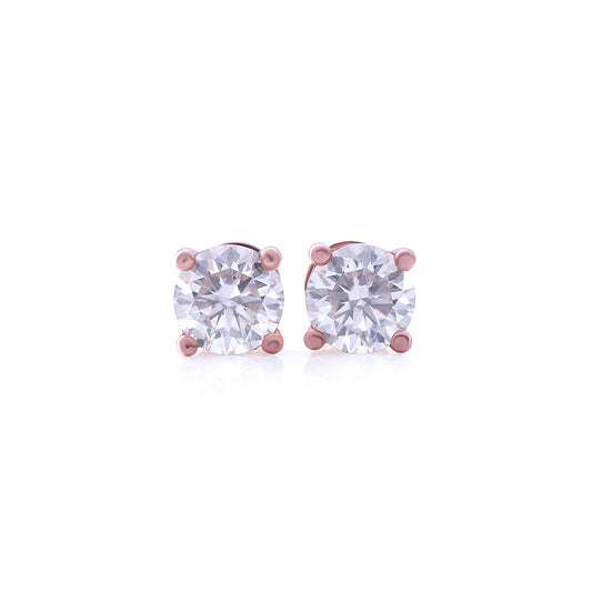 Rose Gold Round Cut Solitaire Stud Earrings – FF-ER-0101 R Diamlux