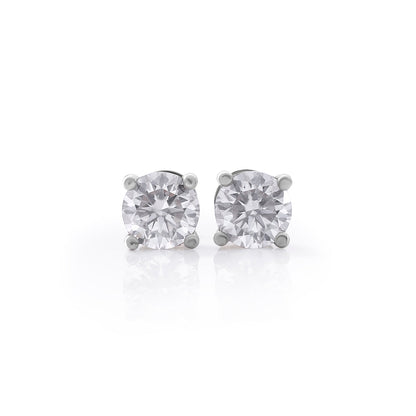 White Gold Round Cut Solitaire Stud Earrings – FF-ER-0101 S Diamlux