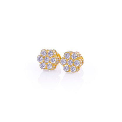 Gold Floral Cluster Diamond Stud Earrings – FF-ER-0102 G Diamlux