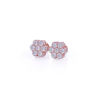 Rose Gold Floral Cluster Diamond Stud Earrings – FF-ER-0102 R Diamlux