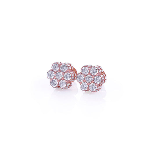 Rose Gold Floral Cluster Diamond Stud Earrings – FF-ER-0102 R Diamlux