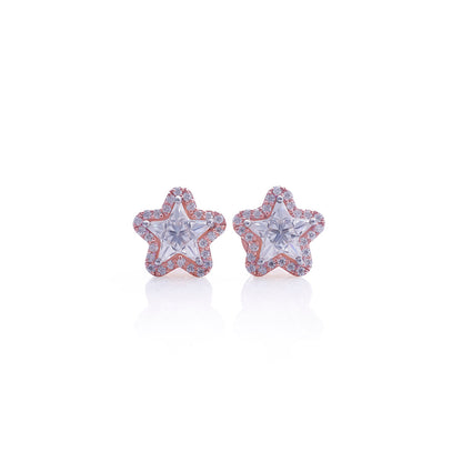 Rose Gold Star-Shaped Diamond Stud Earrings Diamlux