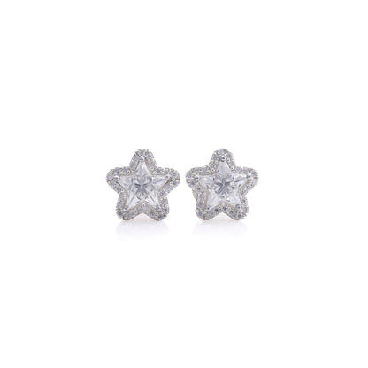 White Gold Star-Shaped Diamond Stud Earrings Diamlux