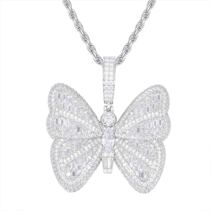 Pendant of a Micro Baguette Butterfly with Moissanite Diamond Diamlux