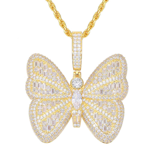 Pendant of a Micro Baguette Butterfly with Moissanite Diamond Diamlux